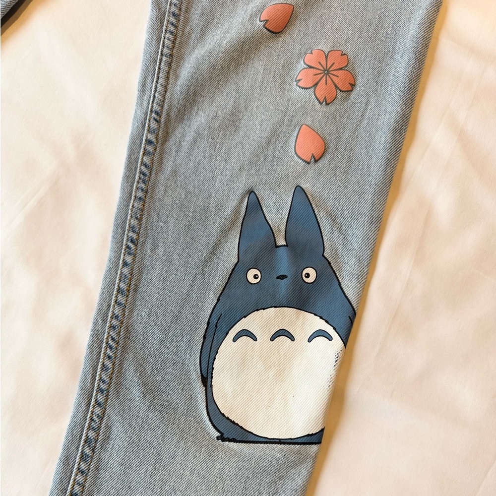 My Neighbor Totoro Studio Ghibli Blue Jeans - waist 14” flat lay - Picture 4 of 11